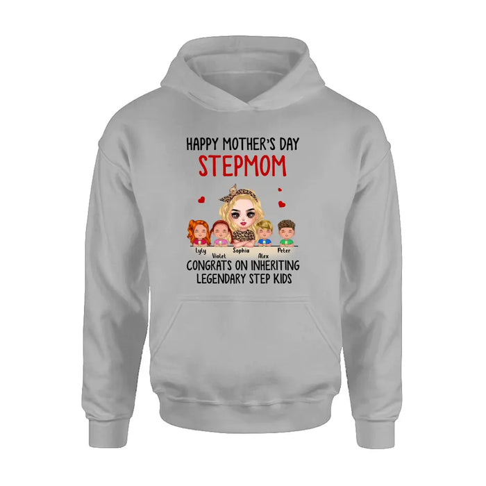 Personalized Mom & Kids Shirt/Hoodie - Gift Idea For Mom/Mother's Day - Up to 4 Kids - Happy Mother's Day StepMom