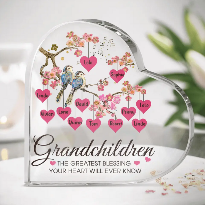 Personalized Grandma Crystal Heart - Gift Idea For Grandma - Up to 12 Kids - Your Heart Will Ever Know