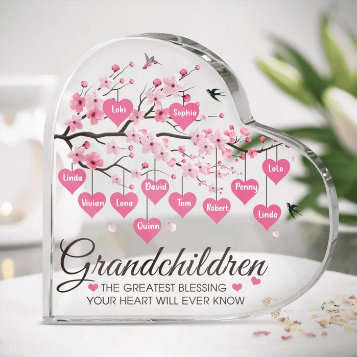 Personalized Grandma Acrylic Plaque - Mother's Day Gift For Grandma - Up to 12 Kids - Grandchildren The Greatest Blessing Your Heart Will Ever Know