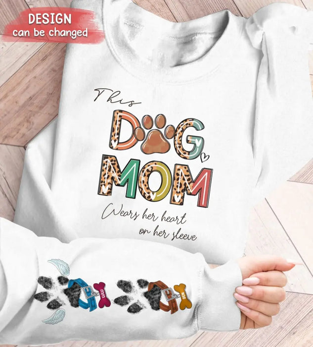 Personalized Dog Mom AOP Sweater - Up to 6 Dogs - Mother's Day Gift Idea For Dog Lover - This Dog Mom Wears Her Heart On Her Sleeve