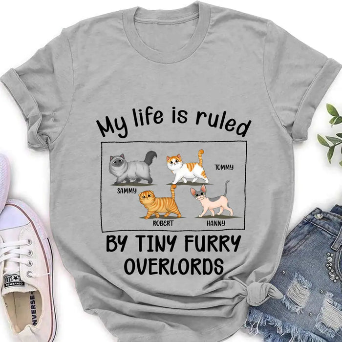 Personalized Cat T-shirt/Hoodie - Gift Idea For Cat Lovers - My Life Is Ruled By Tiny Furry Overlords