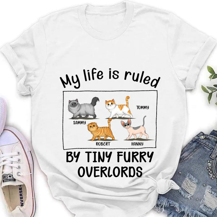 Personalized Cat T-shirt/Hoodie - Gift Idea For Cat Lovers - My Life Is Ruled By Tiny Furry Overlords