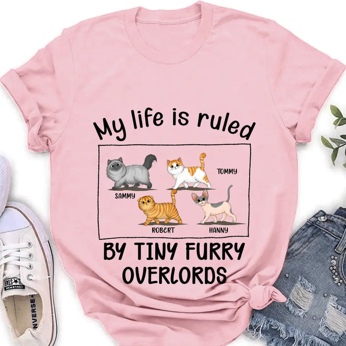 Personalized Cat T-shirt/Hoodie - Gift Idea For Cat Lovers - My Life Is Ruled By Tiny Furry Overlords