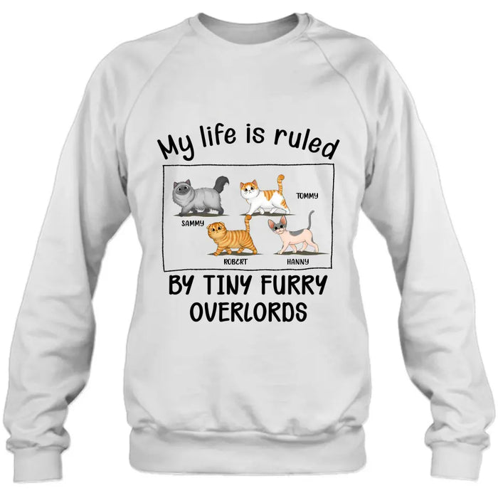 Personalized Cat T-shirt/Hoodie - Gift Idea For Cat Lovers - My Life Is Ruled By Tiny Furry Overlords