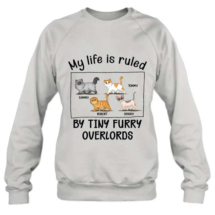 Personalized Cat T-shirt/Hoodie - Gift Idea For Cat Lovers - My Life Is Ruled By Tiny Furry Overlords
