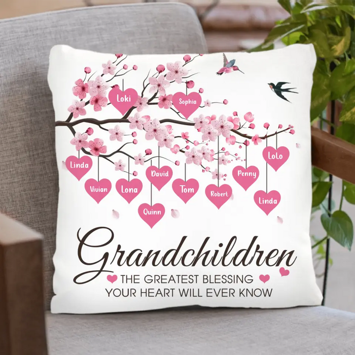 Personalized Grandma Pillow Cover - Gift Idea For Grandma - Up to 11 Kids - Grandma's Egg - The Greatest Blessing