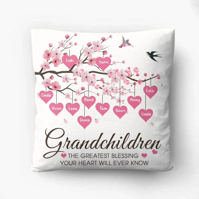 Personalized Grandma Pillow Cover - Gift Idea For Grandma - Up to 11 Kids - Grandma's Egg - The Greatest Blessing