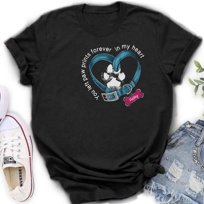 Personalized Dog T-shirt/Hoodie - Memorial Gift Idea For Dog Lover/Mother's Day/Father's Day - You Left Paw Prints Forever In My Heart