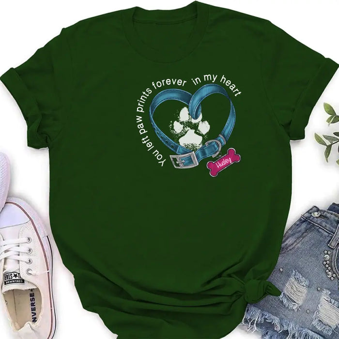 Personalized Dog T-shirt/Hoodie - Memorial Gift Idea For Dog Lover/Mother's Day/Father's Day - You Left Paw Prints Forever In My Heart
