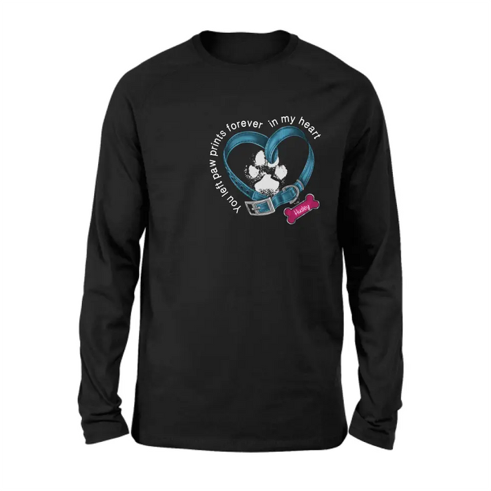 Personalized Dog T-shirt/Hoodie - Memorial Gift Idea For Dog Lover/Mother's Day/Father's Day - You Left Paw Prints Forever In My Heart