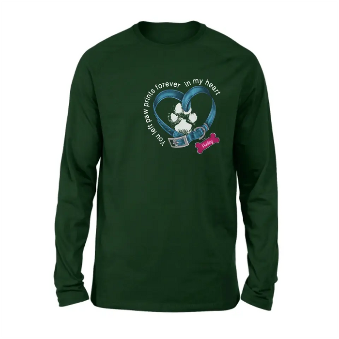 Personalized Dog T-shirt/Hoodie - Memorial Gift Idea For Dog Lover/Mother's Day/Father's Day - You Left Paw Prints Forever In My Heart