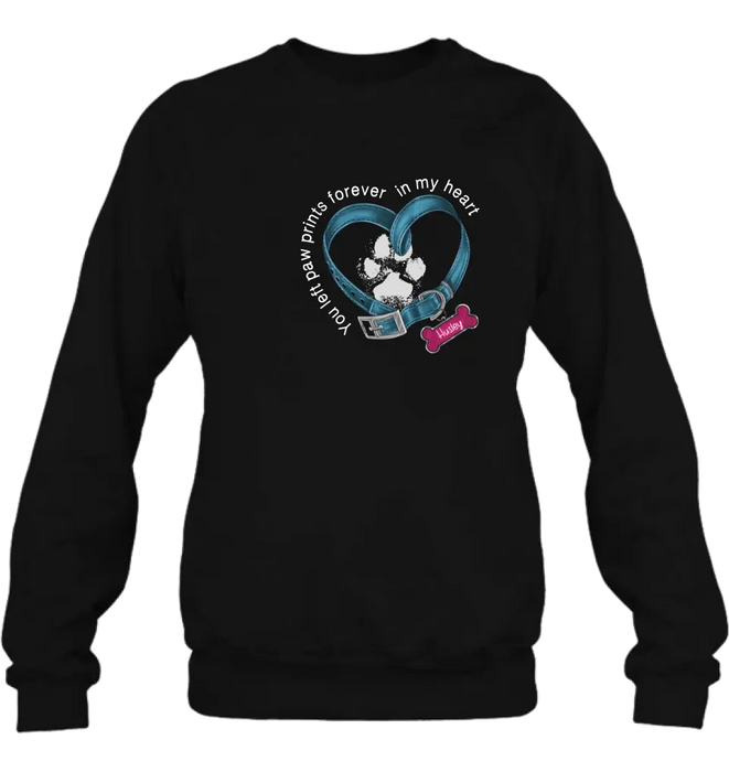 Personalized Dog T-shirt/Hoodie - Memorial Gift Idea For Dog Lover/Mother's Day/Father's Day - You Left Paw Prints Forever In My Heart