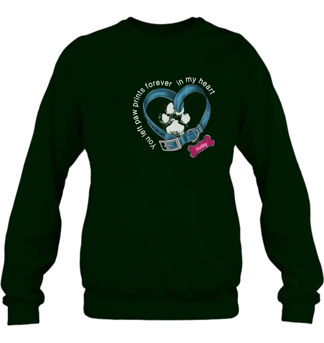 Personalized Dog T-shirt/Hoodie - Memorial Gift Idea For Dog Lover/Mother's Day/Father's Day - You Left Paw Prints Forever In My Heart