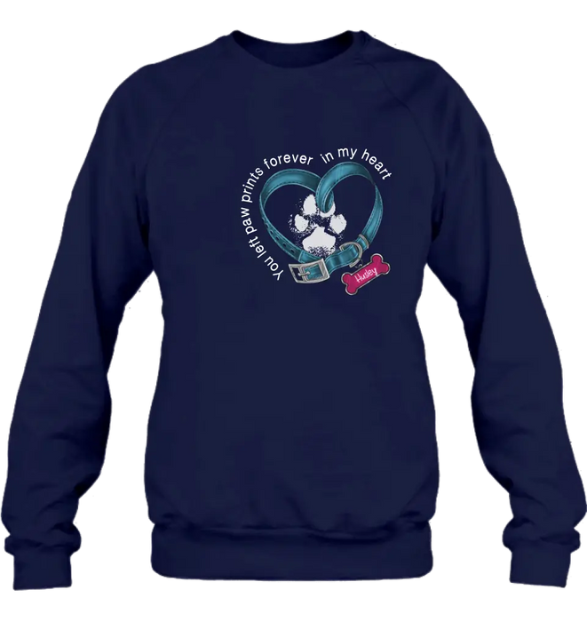 Personalized Dog T-shirt/Hoodie - Memorial Gift Idea For Dog Lover/Mother's Day/Father's Day - You Left Paw Prints Forever In My Heart