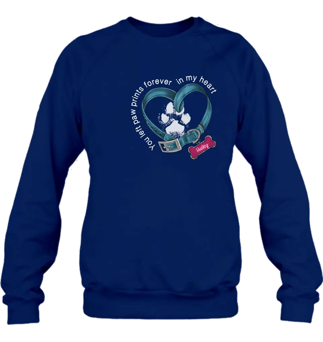 Personalized Dog T-shirt/Hoodie - Memorial Gift Idea For Dog Lover/Mother's Day/Father's Day - You Left Paw Prints Forever In My Heart