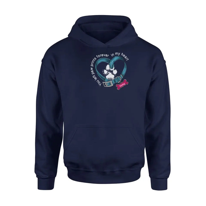 Personalized Dog T-shirt/Hoodie - Memorial Gift Idea For Dog Lover/Mother's Day/Father's Day - You Left Paw Prints Forever In My Heart