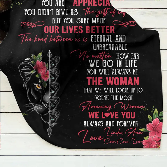 Personalized Mom & Children Quilt/Fleece Throw Blanket - Mother's Day Gift Idea To Mom - Up to 5 Children - To Our Beloved Bonus Mom