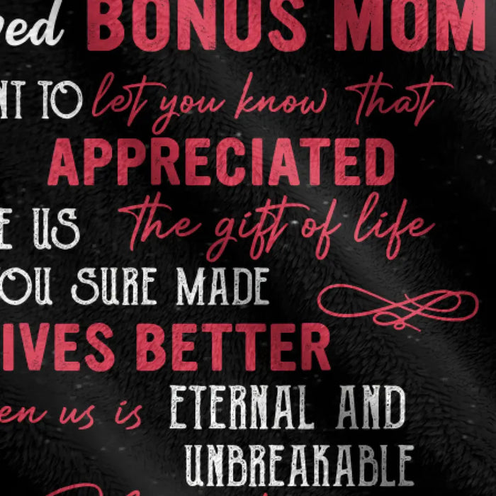 Personalized Mom & Children Quilt/Fleece Throw Blanket - Mother's Day Gift Idea To Mom - Up to 5 Children - To Our Beloved Bonus Mom