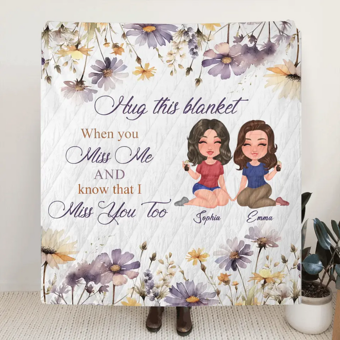 Personalized Mom & Daughter Quilt/Fleece Throw Blanket - Mother's Day Gift Idea For Mom - Hug This Blanket