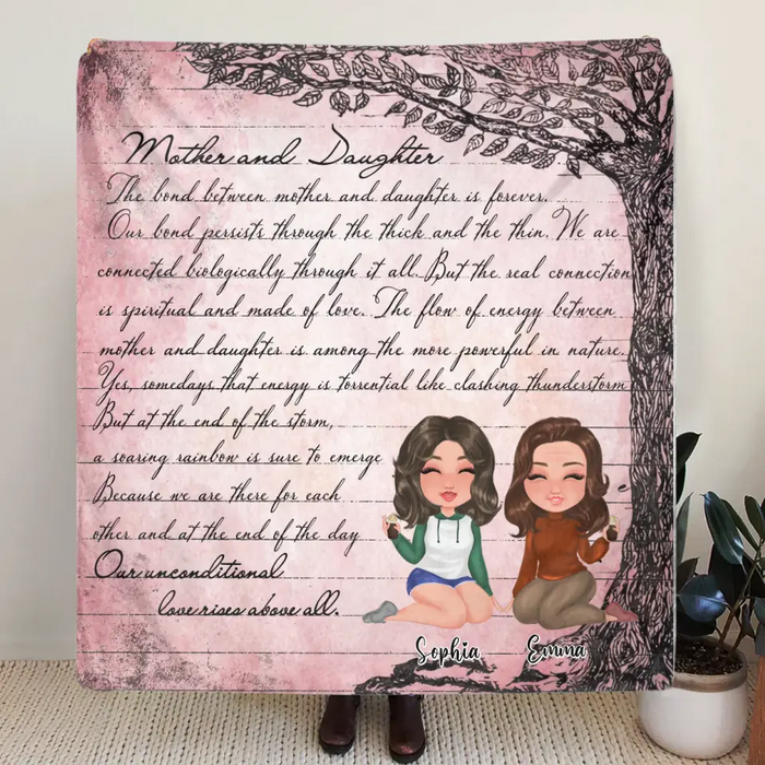 Personalized Mom & Daughter Quilt/Fleece Throw Blanket - Mother's Day Gift Idea To Mom - Our Unconditional Love Rises Above All