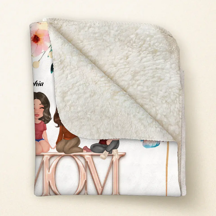 Personalized Mom & Children Quilt/Fleece Throw Blanket - Up to 3 People - Mother's Day Gift Idea To Mom - It Reminds You How Much We Love You