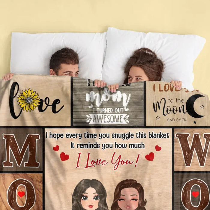 Personalized Mom & Daughter Quilt/Fleece Throw Blanket - Mother's Day Gift Idea To Mom - Thanks Mom It Turned Out Awesome