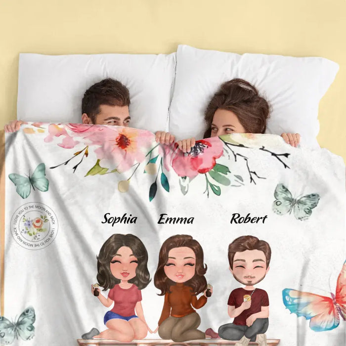 Personalized Mom & Children Quilt/Fleece Throw Blanket - Up to 3 People - Mother's Day Gift Idea To Mom - It Reminds You How Much We Love You