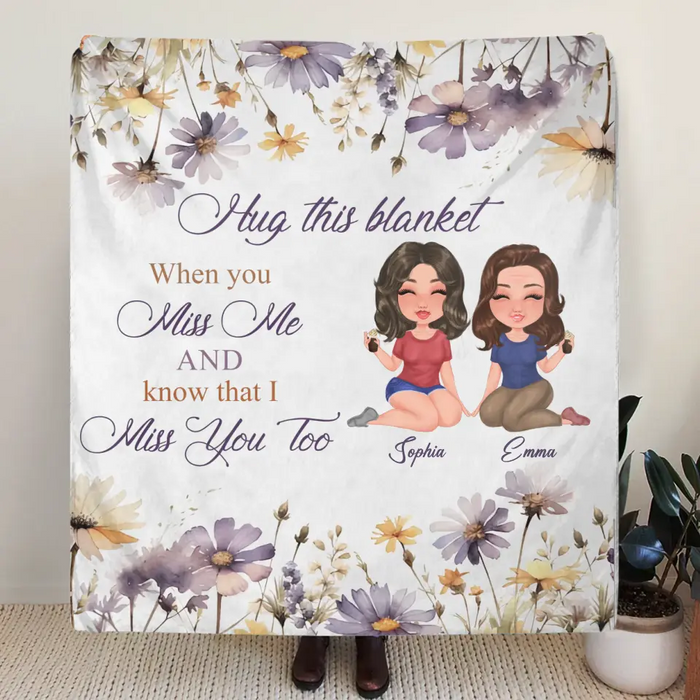 Personalized Mom & Daughter Quilt/Fleece Throw Blanket - Mother's Day Gift Idea For Mom - Hug This Blanket