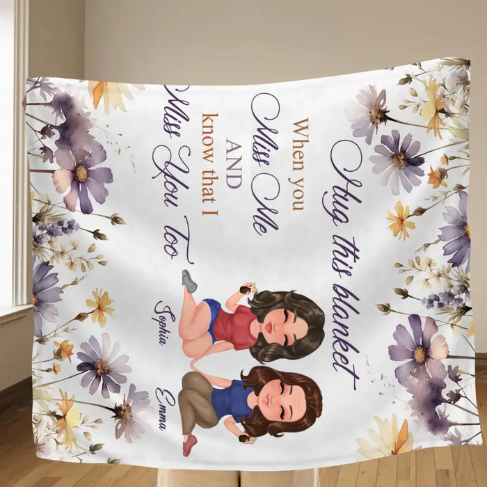 Personalized Mom & Daughter Quilt/Fleece Throw Blanket - Mother's Day Gift Idea For Mom - Hug This Blanket