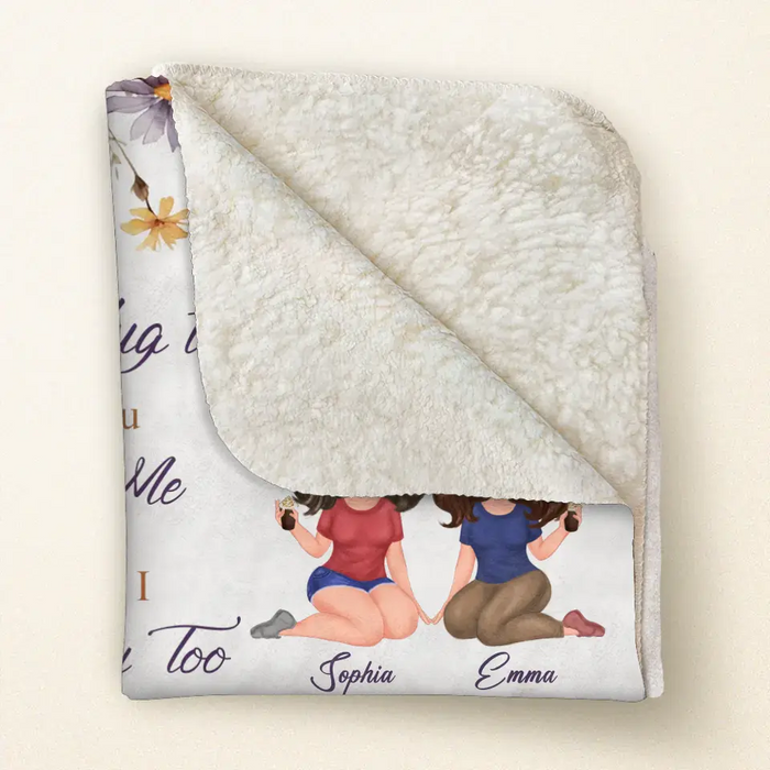 Personalized Mom & Daughter Quilt/Fleece Throw Blanket - Mother's Day Gift Idea For Mom - Hug This Blanket