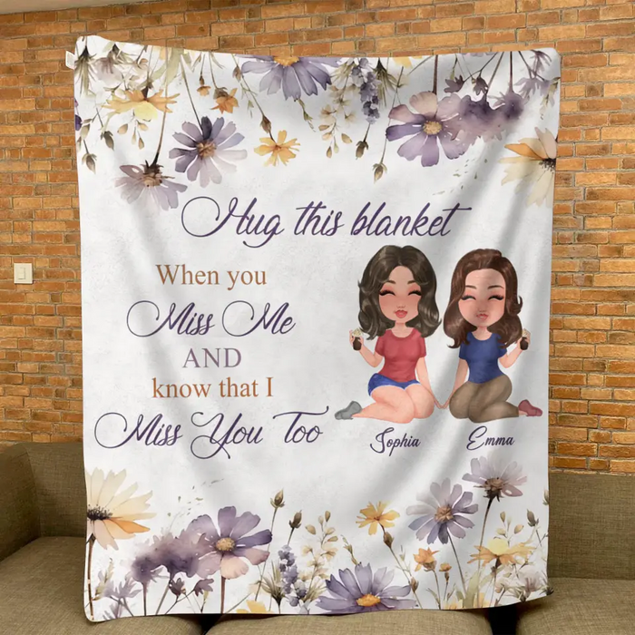 Personalized Mom & Daughter Quilt/Fleece Throw Blanket - Mother's Day Gift Idea For Mom - Hug This Blanket