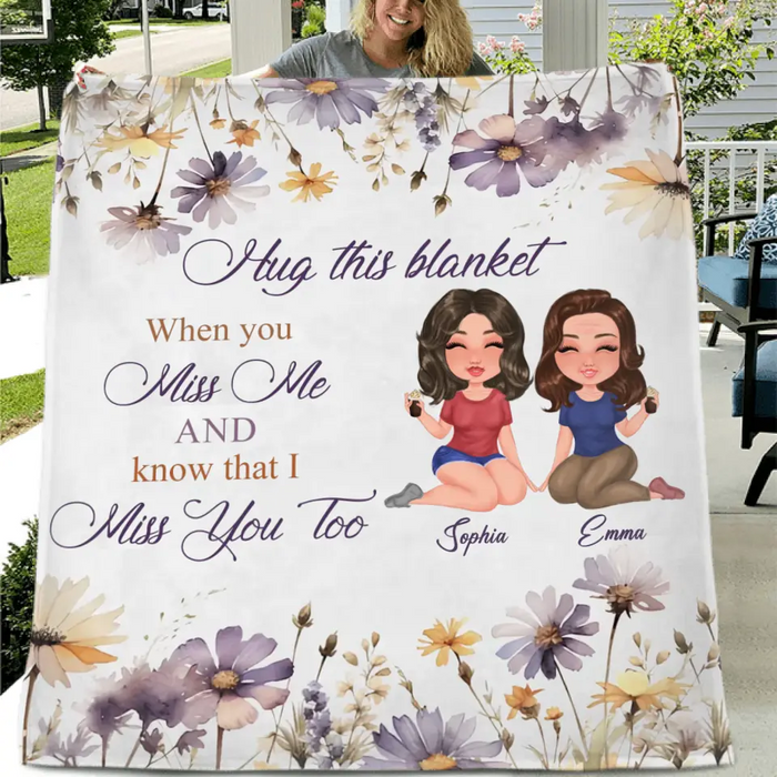 Personalized Mom & Daughter Quilt/Fleece Throw Blanket - Mother's Day Gift Idea For Mom - Hug This Blanket