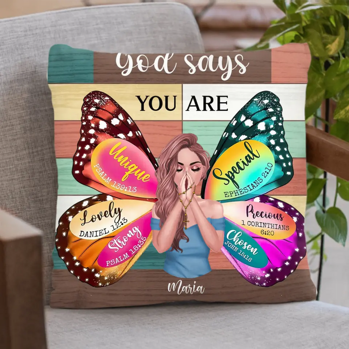 Personalized Prayer Pillow Cover - Inspiration Religious Gifts Idea - God Says You Are Special Ephesians