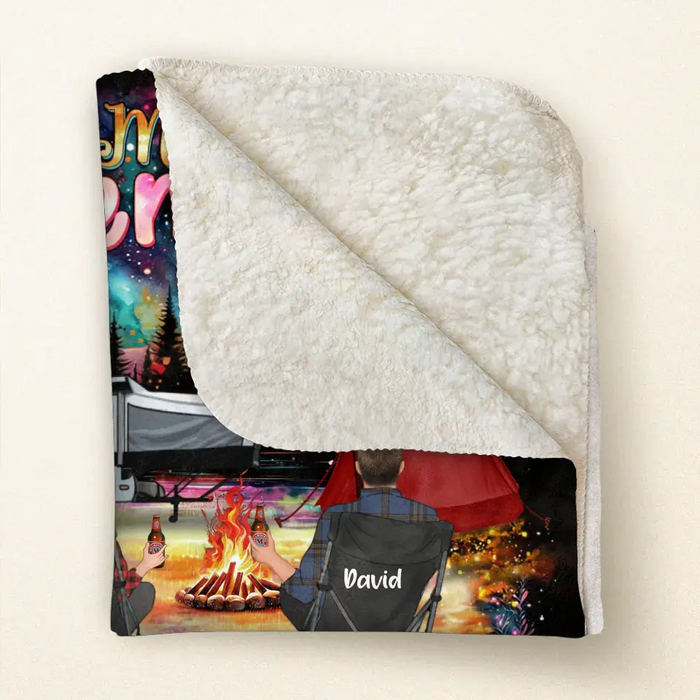 Personalized Camping Quilt/Fleece Throw Blanket/Pillow Cover - Gift Idea For Family/Camping Lover - Making Memories One Campfire At A Time