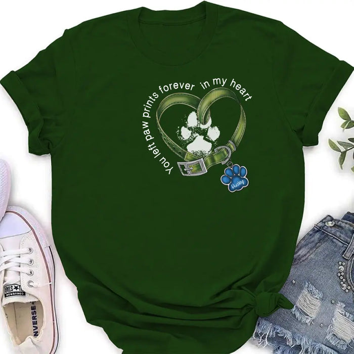 Personalized Dog T-shirt/Hoodie - Memorial Gift Idea For Dog Lover/Father's Day/Mother's Day - You Left Paw Prints Forever In My Heart