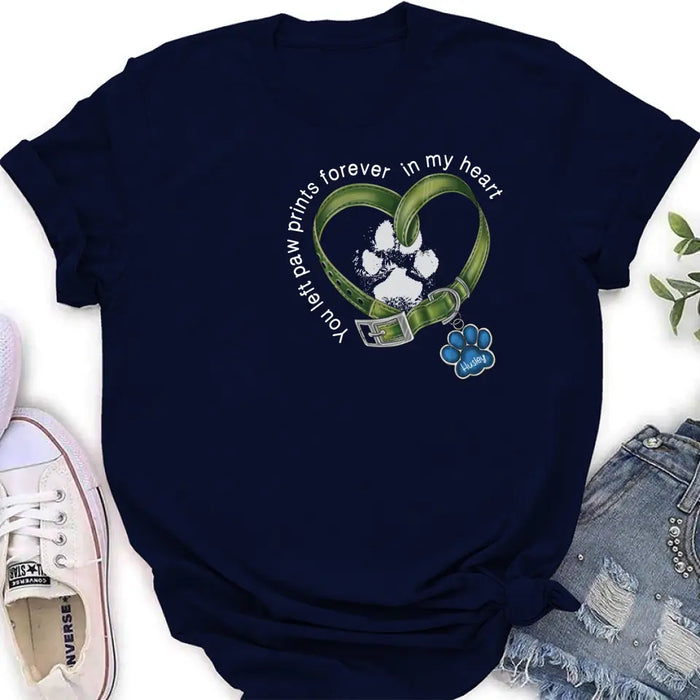 Personalized Dog T-shirt/Hoodie - Memorial Gift Idea For Dog Lover/Father's Day/Mother's Day - You Left Paw Prints Forever In My Heart
