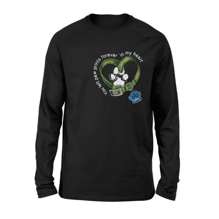 Personalized Dog T-shirt/Hoodie - Memorial Gift Idea For Dog Lover/Father's Day/Mother's Day - You Left Paw Prints Forever In My Heart