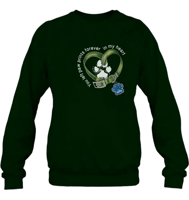 Personalized Dog T-shirt/Hoodie - Memorial Gift Idea For Dog Lover/Father's Day/Mother's Day - You Left Paw Prints Forever In My Heart