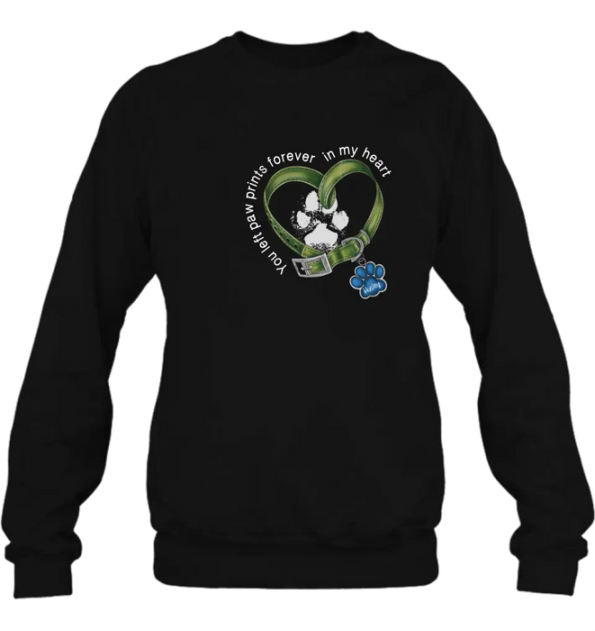 Personalized Dog T-shirt/Hoodie - Memorial Gift Idea For Dog Lover/Father's Day/Mother's Day - You Left Paw Prints Forever In My Heart