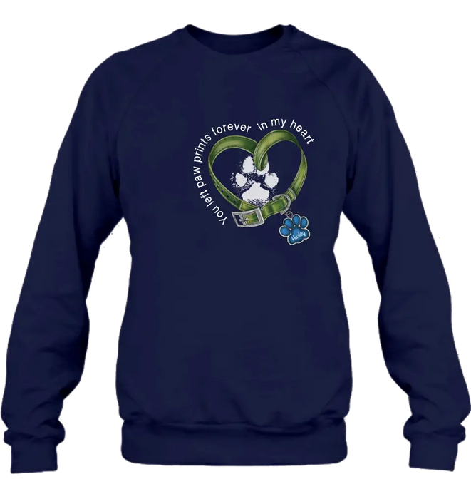 Personalized Dog T-shirt/Hoodie - Memorial Gift Idea For Dog Lover/Father's Day/Mother's Day - You Left Paw Prints Forever In My Heart