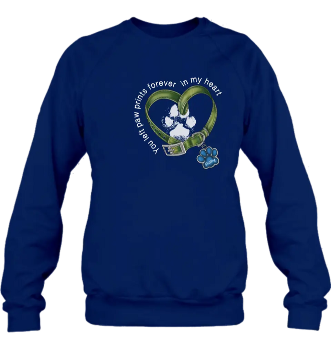 Personalized Dog T-shirt/Hoodie - Memorial Gift Idea For Dog Lover/Father's Day/Mother's Day - You Left Paw Prints Forever In My Heart