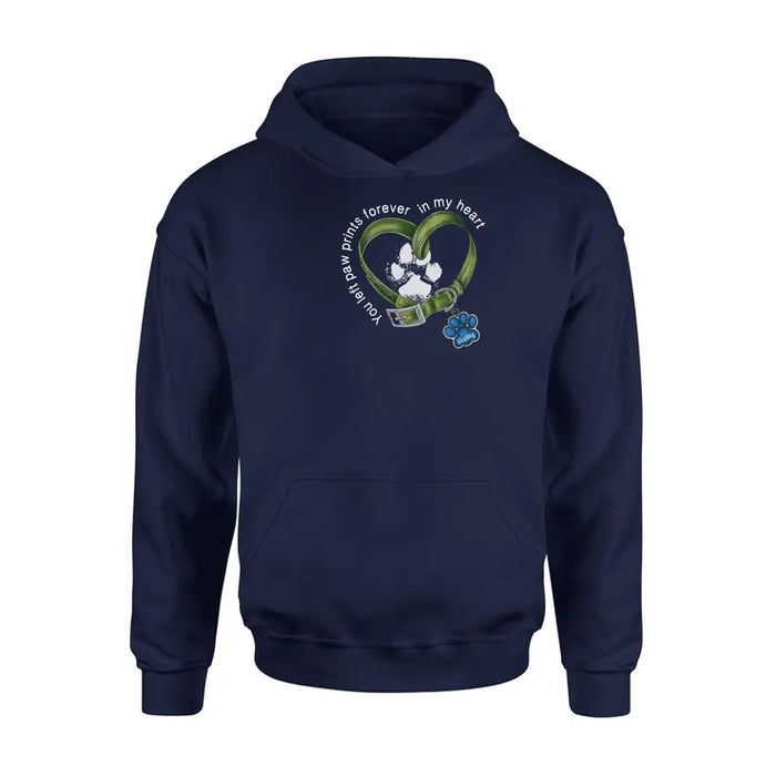 Personalized Dog T-shirt/Hoodie - Memorial Gift Idea For Dog Lover/Father's Day/Mother's Day - You Left Paw Prints Forever In My Heart
