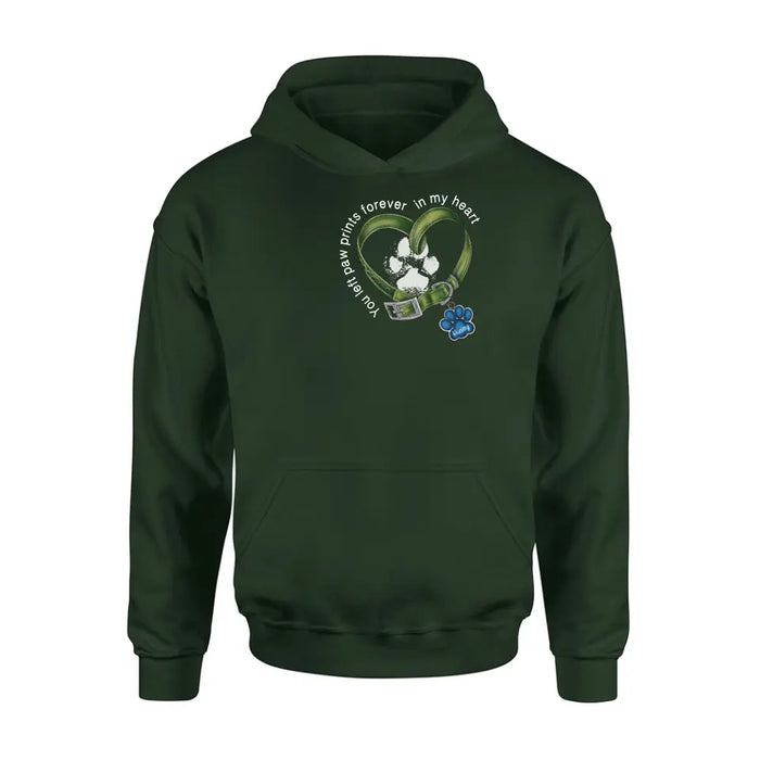 Personalized Dog T-shirt/Hoodie - Memorial Gift Idea For Dog Lover/Father's Day/Mother's Day - You Left Paw Prints Forever In My Heart