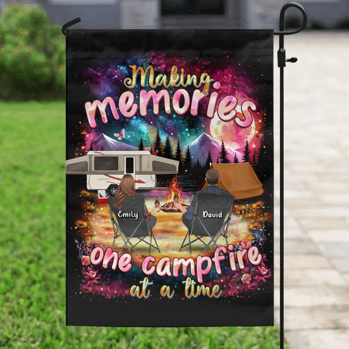 Personalized Camping Flag Sign - Gift Idea For Family/Camping Lover - Making Memories One Campfire At A Time