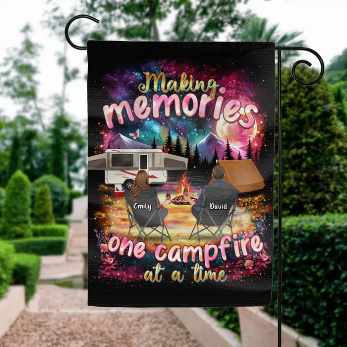 Personalized Camping Flag Sign - Gift Idea For Family/Camping Lover - Making Memories One Campfire At A Time
