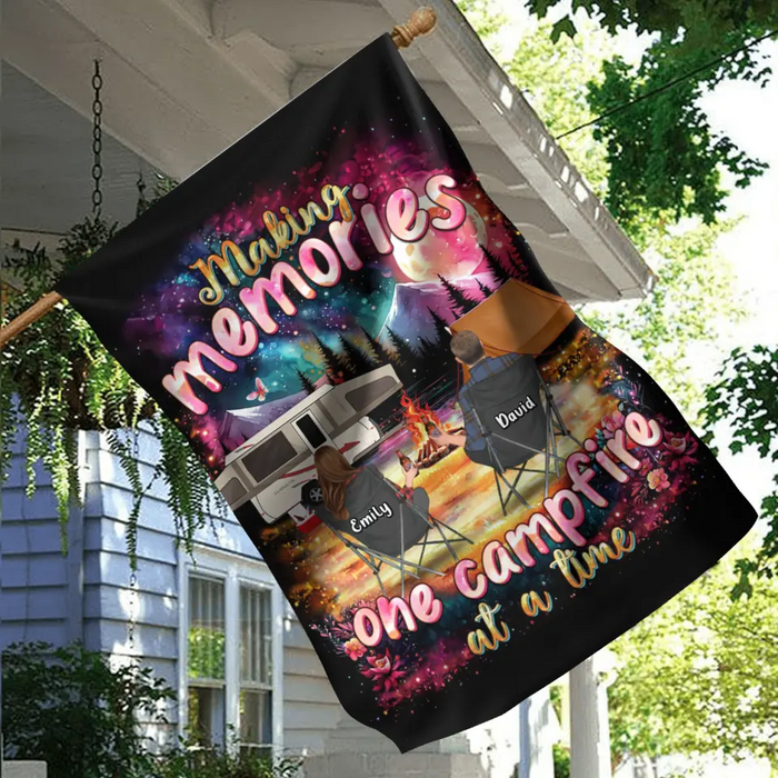 Personalized Camping Flag Sign - Gift Idea For Family/Camping Lover - Making Memories One Campfire At A Time