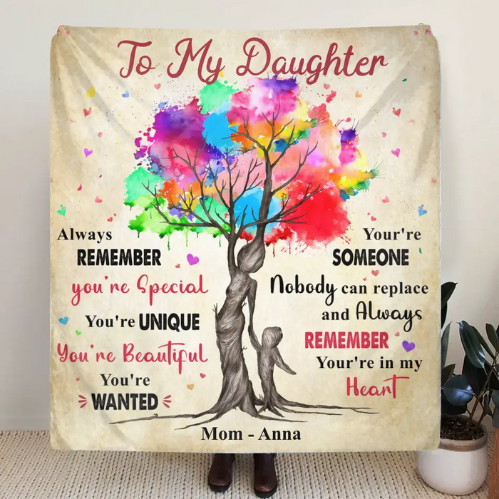 Personalized To My Daughter Quilt/Fleece Throw Blanket/Pillow Cover - Gift Idea From Mother To Daughter - Always Remember You're Special