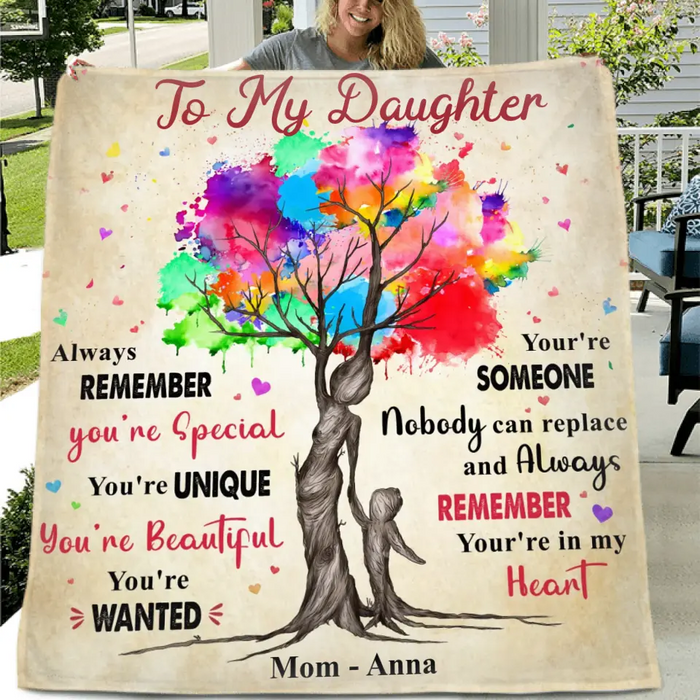 Personalized To My Daughter Quilt/Fleece Throw Blanket/Pillow Cover - Gift Idea From Mother To Daughter - Always Remember You're Special