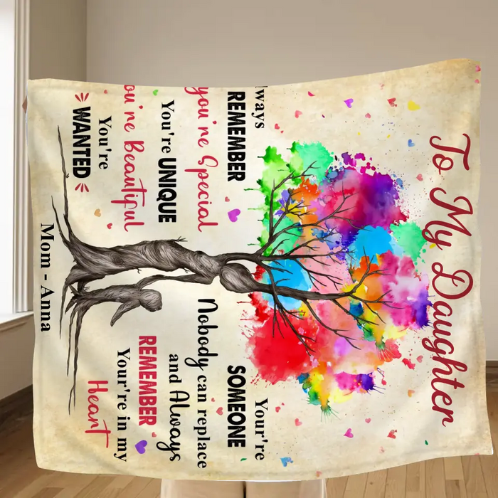 Personalized To My Daughter Quilt/Fleece Throw Blanket/Pillow Cover - Gift Idea From Mother To Daughter - Always Remember You're Special