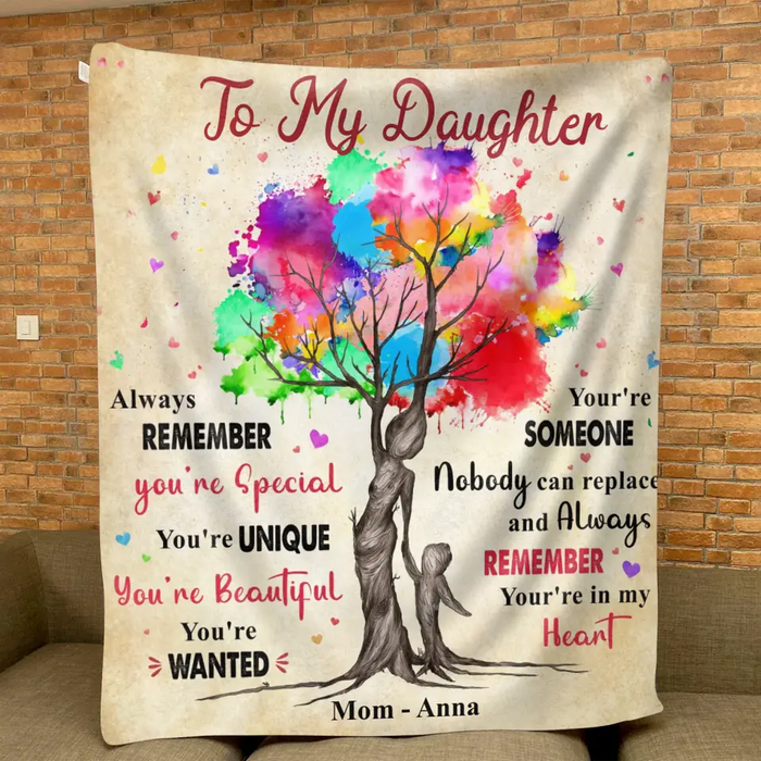 Personalized To My Daughter Quilt/Fleece Throw Blanket/Pillow Cover - Gift Idea From Mother To Daughter - Always Remember You're Special